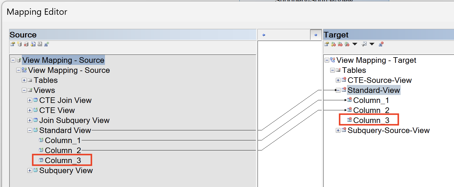 Mapping Standard View Missing Data Item Mapping